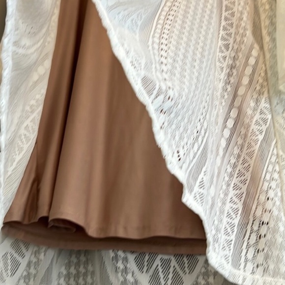 BCBGMaxAzria Natyly Long Sleeve Geometric Lace Swing Midi Dress in Cream/Tan, XS - Picture 9 of 9